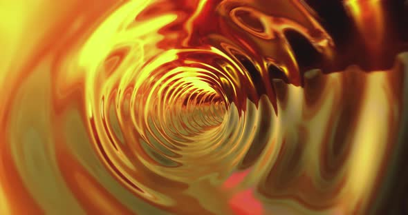 Abstract Background with an Animated Hypnotic Tunnel Made of Fire Metal Glass or Plastic