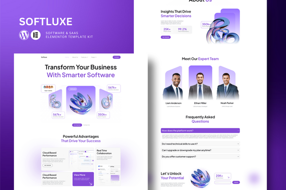 Softluxe - Software & Saas Elementor Template Kit