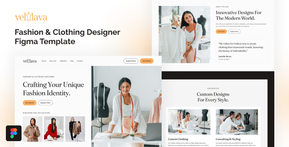 Vellava - Fashion & Clothing Designer Figma Template