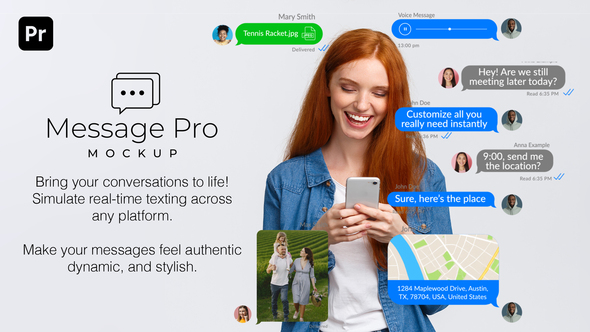 Text Message Chat Mockup for Premiere Pro | iPhone & Android MOGRT