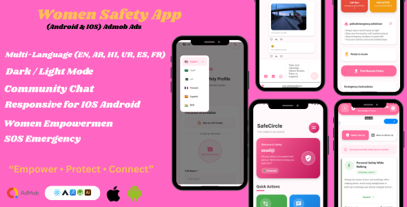 Women Safety App – React Native (iOS & Android) | AdMob Ready