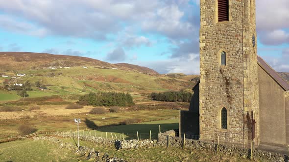 Aerial View of the Church of Ireland in Glencolumbkille  Republic of Ireland