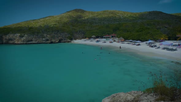 Couple Men and Woman Mid Age on the Beach of Curacao Grote Knip Beach Curacao Dutch Antilles