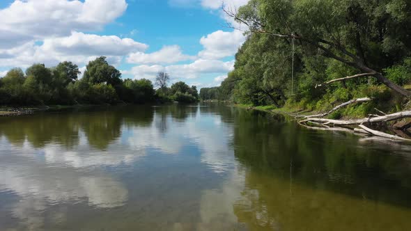 Nature River Landscape in Summer