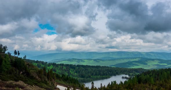 Mountain Lake Timelapse at the Summer or Autumn Time