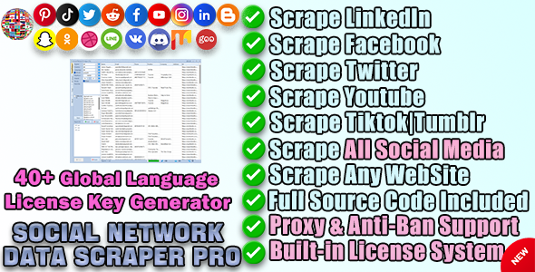 Social Network Data Scraper + License Key Generator