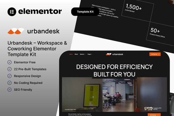 Urbandesk – Workspace & Coworking Elementor Template Kit