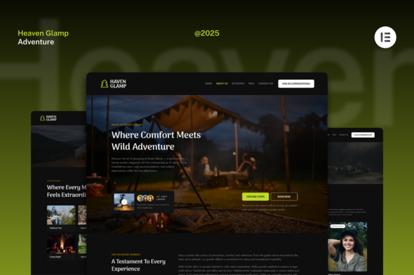 Haven Glamp - Dark Luxury Adventure Elementor Template Kit
