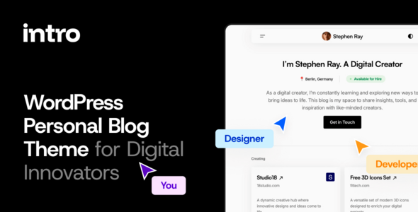 Intro - Personal Digital Blog WordPress Theme