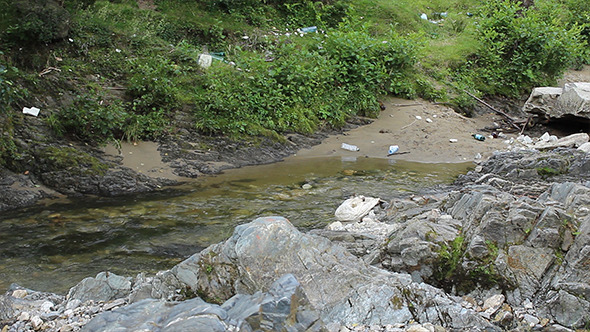 Pollution on River Shore