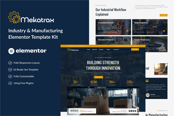 Mekatrax - Industry & Manufacturing Elementor Template Kit