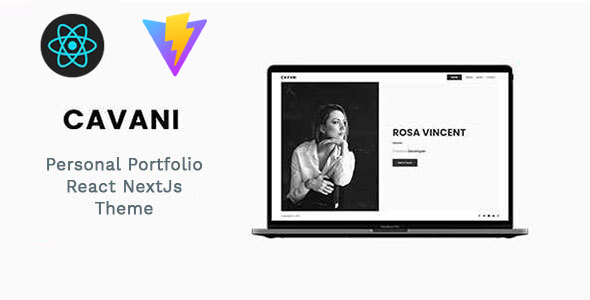 Cavani - Personal Portfolio React Vite Template Black and White