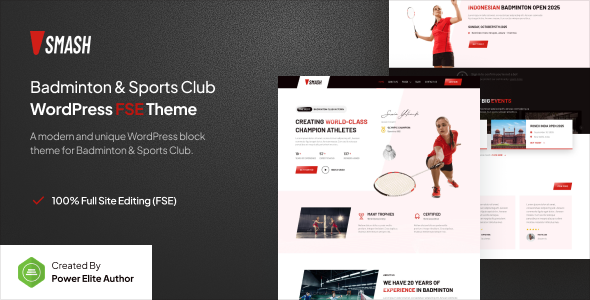 Smash – Badminton School & Sports Club Gutenverse FSE WordPress Theme