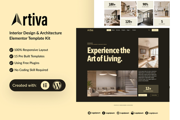 Artiva - Interior Design & Architecture Elementor Template Kit