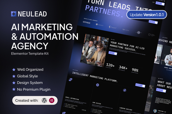 Neulead - AI Marketing & Automation Agency Elementor Template Kit
