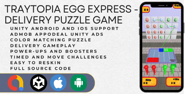 Traytopia Egg Express - Delivery Puzzle Game | Unity | Android iOS | AdMob Appodeal Unity Ads