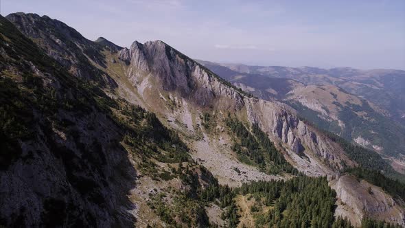 Aerial of Rugged Rugova Mountains of Kosovo in Daylight