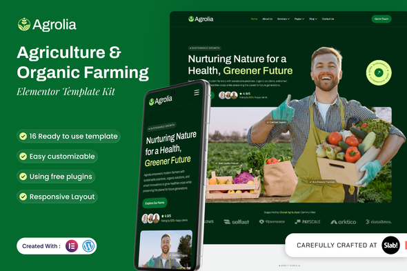 Agrolia - Agriculture & Organic Farming Elementor Template Kit