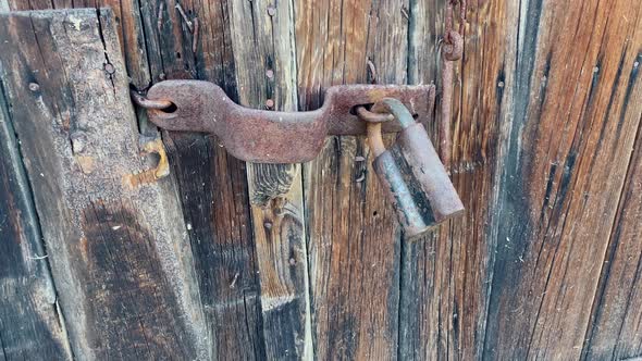 Wooden Door Detail Old Rusty Lock