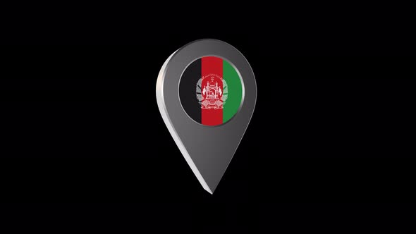 3d Animation Map Navigation Pointer With Afghanistan Flag With Alpha Channel -  4K