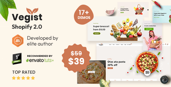 Vegist - The  Vegetables, Supermarket & Organic Food eCommerce Shopify Theme