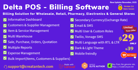Delta POS- Invoicing, Billing & Inventory Management System with GST & CRM