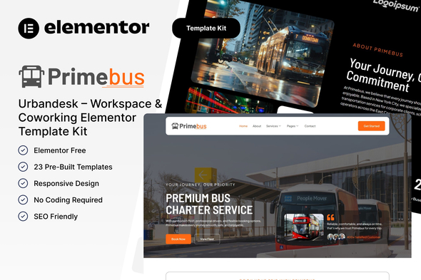 Primebus – Bus Charter & Transportation Service Elementor Template Kit