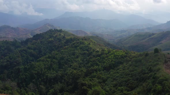 Aerial View of Curvy Road Number 3 in the Mountain of Pua District Nan Province Thailand