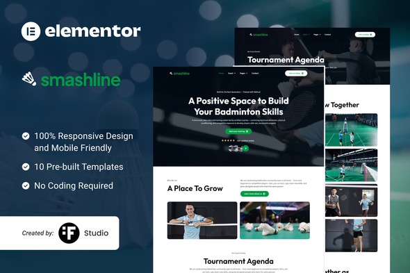 Smashline – Badminton Club & Academy Elementor Template Kit