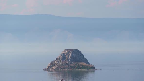 Lake Baikal. Olkhon Island, Hujir Village, Shamanka Rock. Timelaps