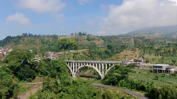 Sigandul Bridge, Temanggung in Java countryside mountainous landscape