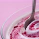 Yogurt with berry jam in spoon, blueberry whipped cream - VideoHive Item for Sale