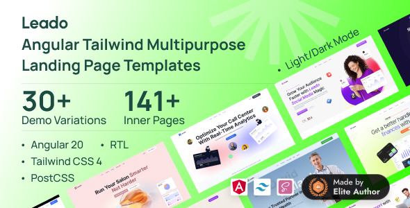 Leado – Angular Tailwind Multipurpose Landing Page Template