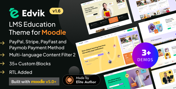 Edvik - Moodle 5 Education LMS Theme