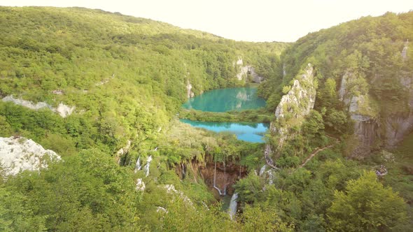 Panorama on the Waterfalls of Plitvice Lakes National Park