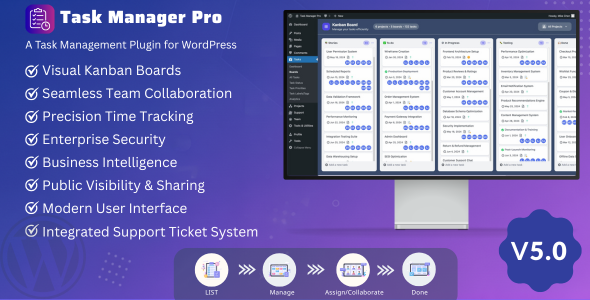 Task Manager Pro: WordPress Project & Task Management with Team Collaboration & Time Tracking