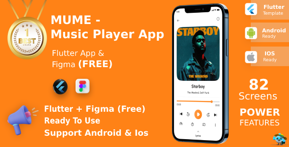 Music Player App | Flutter | Figma FREE | Life Time Update | Mume