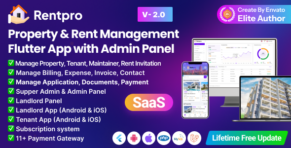 RentPro  Best Property & Rent Management Software with Laravel Admin + Flutter Mobile App