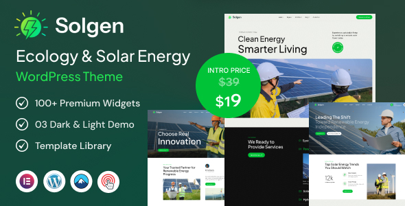 Solgen – Ecology & Solar Energy WordPress Theme