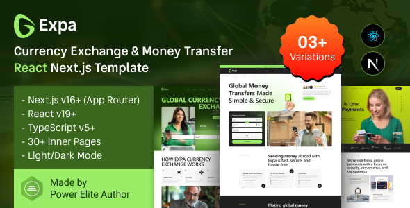 Expa – React Next.js Currency Exchange & Money Transfer Template