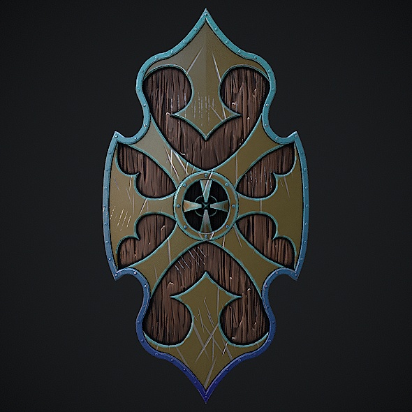 Fantasy Shield 4 Stylized Game Ready 3d Model