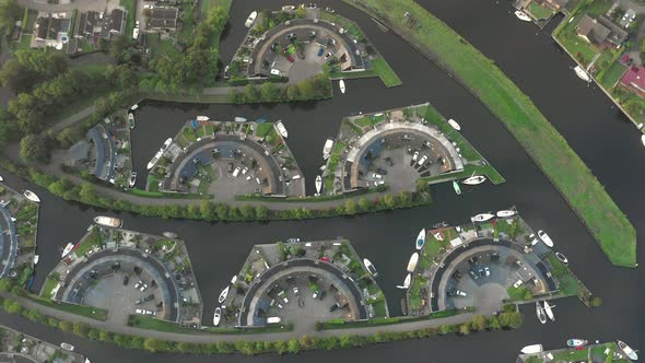 Bird's Eye View of the Lemmer Marina Unusual Cogs and Geometric Shapes