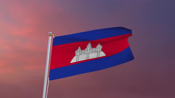 Flag Of Cambodia Waving 4k