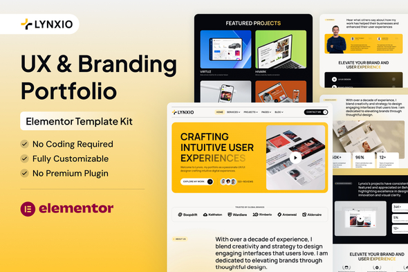 Lynxio - UX & Branding Portfolio Elementor Template Kit