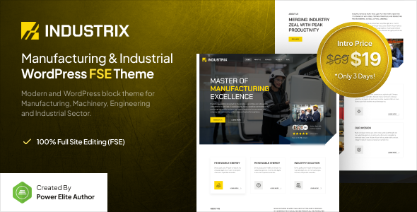 Industrix – Manufacturing & Industrial Gutenverse FSE WordPress Theme