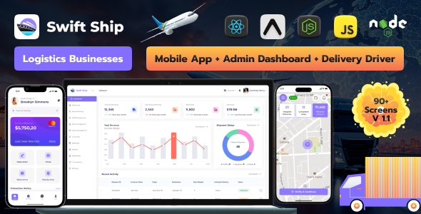Swiftship - Logistics & Delivery Management Dashboard with Mobile App