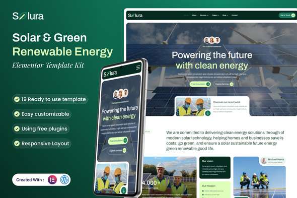Solura - Solar & Green Renewable Energy Elementor Template Kit