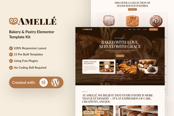 Amelle - Bakery & Pastry Elementor Template Kit