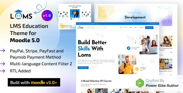 Loms – Moodle 5 Education LMS Theme with Bootstrap 5