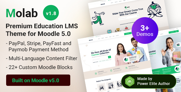 Molab - Moodle 5 Education LMS Theme with Bootstrap 5 Responsive Design